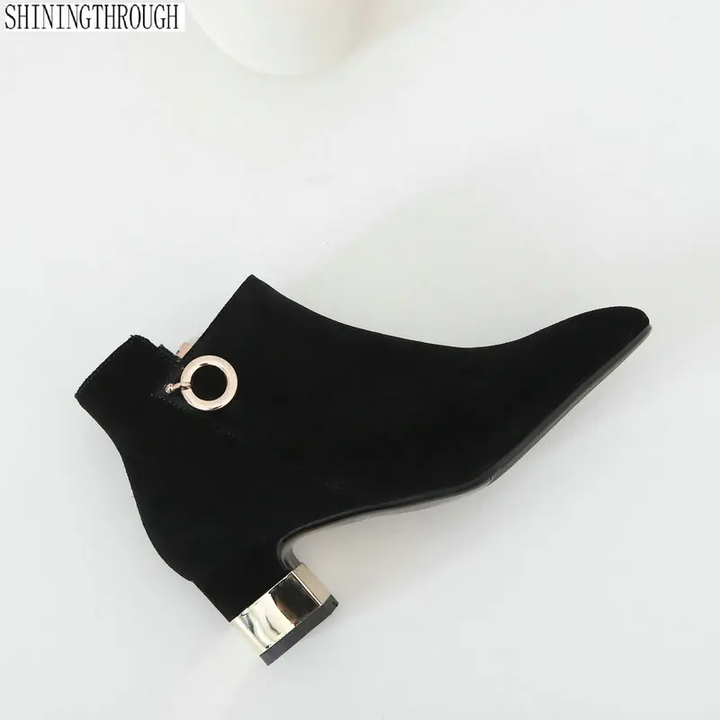 

New Arrival Women Ankle Boots suede Leather High Heels Shoes Office Lady Autumn Winter Warm Ladies Shoes Woman Pumps