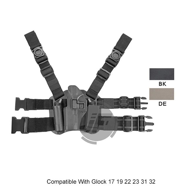 

Tactical CQC Serpa Left Hand Drop Leg Thigh Quick Draw Pistol Holster w/ Magazine & Flashlight Pouch for Glock 17 19 22 23 31 32