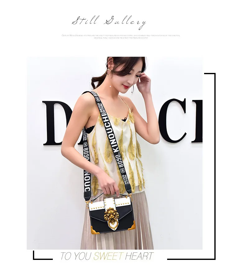Модная металлическая Львиная головка, маленькая сумка через плечо с клапаном для женщин, роскошные сумки для женщин, дизайнерские сумки Bolso Mujer, клатч