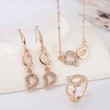 Новое поступление оптовые продажи, австрийский кристалл ювелирные изделия в форме сердца буквы D модный костюм Ювелирные наборы для женщин ожерелье серьги кольцо