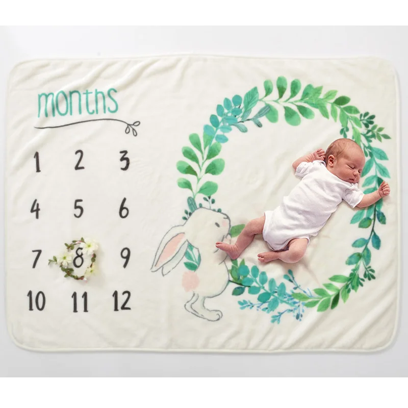 Kaufen Baby Milestone Decken Swaddle Wrap Bade Handtücher Blume Gedruckt Nette Weiche Decke DIY Infant Kinder Neugeborenen Fotografie Requisiten