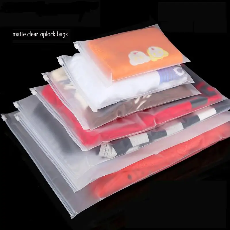 

Matte Clear Plastic Storage Bag Ziplock Travel Bags Zip Lock Valve Slide Seal Packing Pouch For Cosmetic Clothing 10pcs/lot