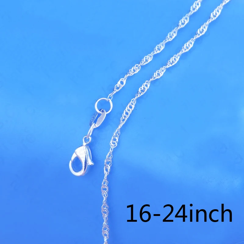 

Free delivery genuine top quality 925 silver necklace singapore 2MM water wave chains 16-14 inch + 925 lobster clasps tag
