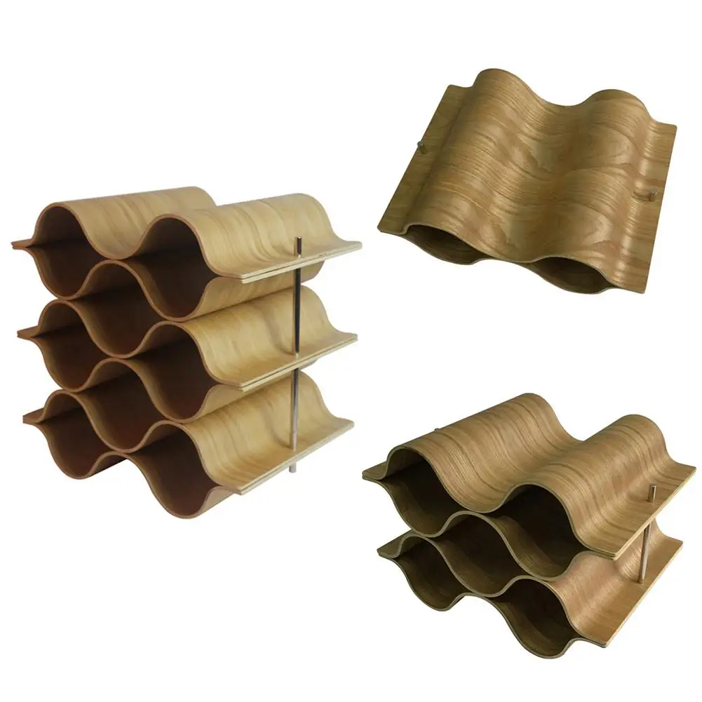 

Retro Solid Wooden Wave Wine Rack Wine Storage Rack European Style Home Restaurant Bar Decoration Wine Pouring Rack
