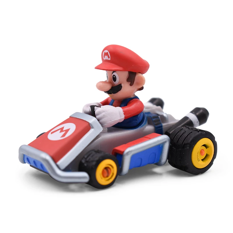 8 set/lot Anime Super Mario Bros Figures Car Hot Toys Toad Luigi Yoshi Dinosaurs Donkey Kong PVC Action Dolls Collectible Model
