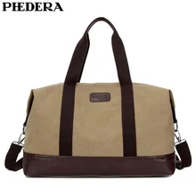 PHEDERA новые большие вместительные холщовые дорожные сумки, повседневные мужские сумки для багажа, сумки на плечо цвета хаки, черные