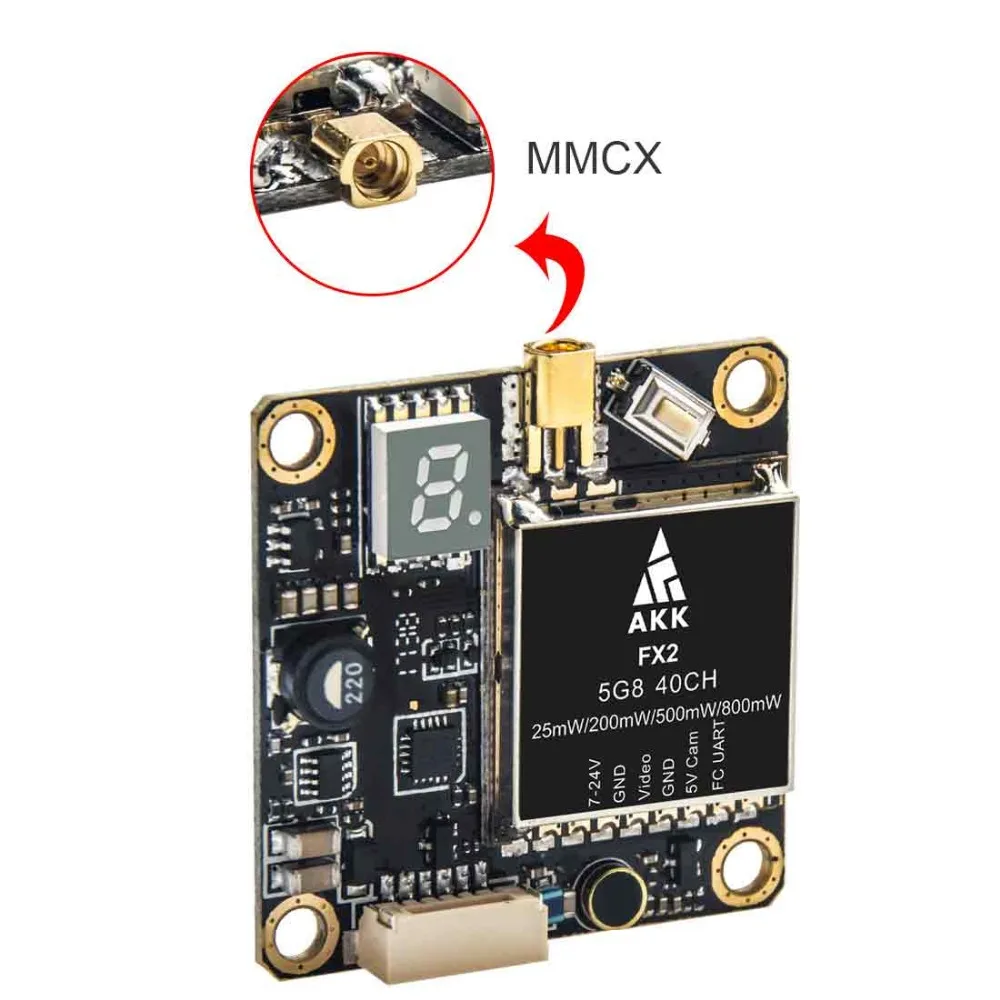 

AKK FX2 5.8GHz 0.01/25/200/500/800mW 40CH Switchable FPV Transmitter with UART Support OSD Configuring via Betaflight Fligh
