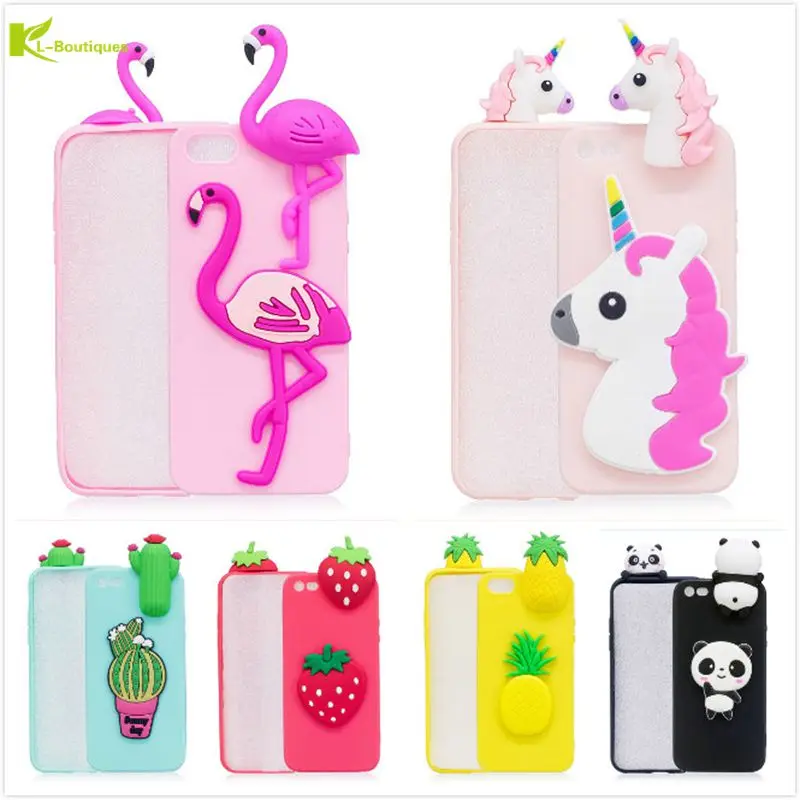 

KL-Boutiques 3D Unicorn Cartoon Case For iPhone 5 5s 5g 5se se Fundas Fruits Cactus Flamingo Toys Soft Silicon Phone Cover Capas