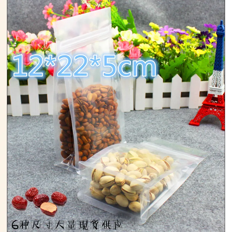 

Розничная торговля 12*22*5 см 100 шт./лот стоьте вверх прозрачные поли закрываемые мешки органа для кофейных зерен орехов тепловое уплотнение дой-Пак молния упаковочная сумка