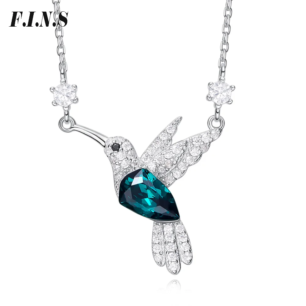 

F.I.N.S New Collection Green Bird Series Crystal Necklaces Pendants 925 Sterling Silver Indian Jewelry Fashion