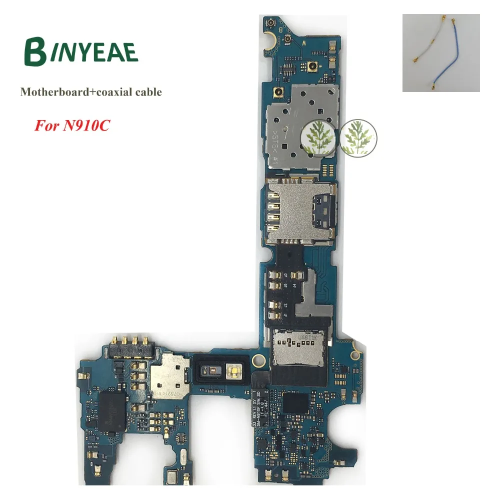 

BINYEAE Main Motherboard Logic Board+Coaxial Cable 32GB Replacement For Samsung Galaxy Note 4 N910C Unlocked