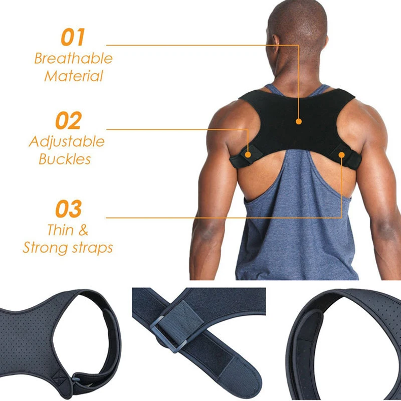 

Drop Shipping Adult Black Posture Corrector Fracture Support Back Shoulder Correction Brace Belt Strap 10*13cm Toiletry Kits