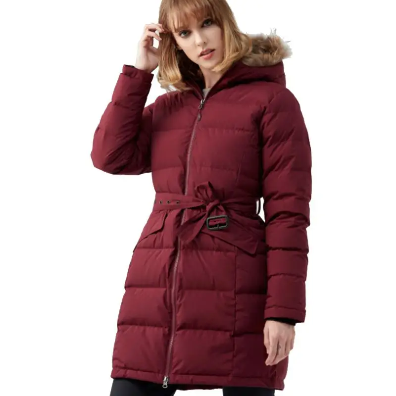 Новая Женская Длинная зимняя пуховая стеганая парка с меховым воротником, пальто для улицы, ветрозащитная лыжная куртка для сноуборда, женская куртка для кемпинга, походов - Цвет: Red