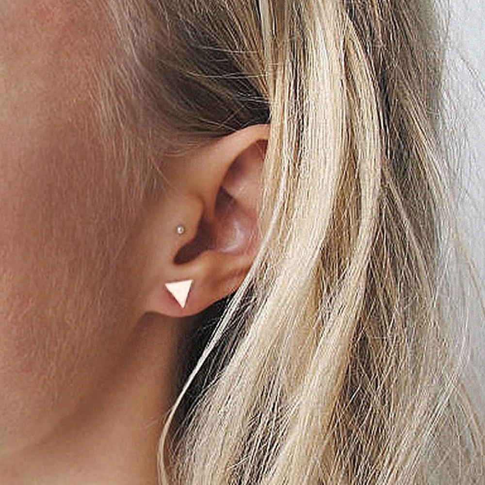 

925 Sterling Silver Earrings for Women Simple Triangle Stud Earrings Pyramid Geometric Earring Boho Minimalist D'oreilles