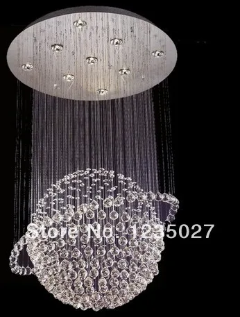 Ball Shape Modern Crystal Chandelier Ceiling Lamp Fixture Global Crystal Pendant Light for Stairs meeting room