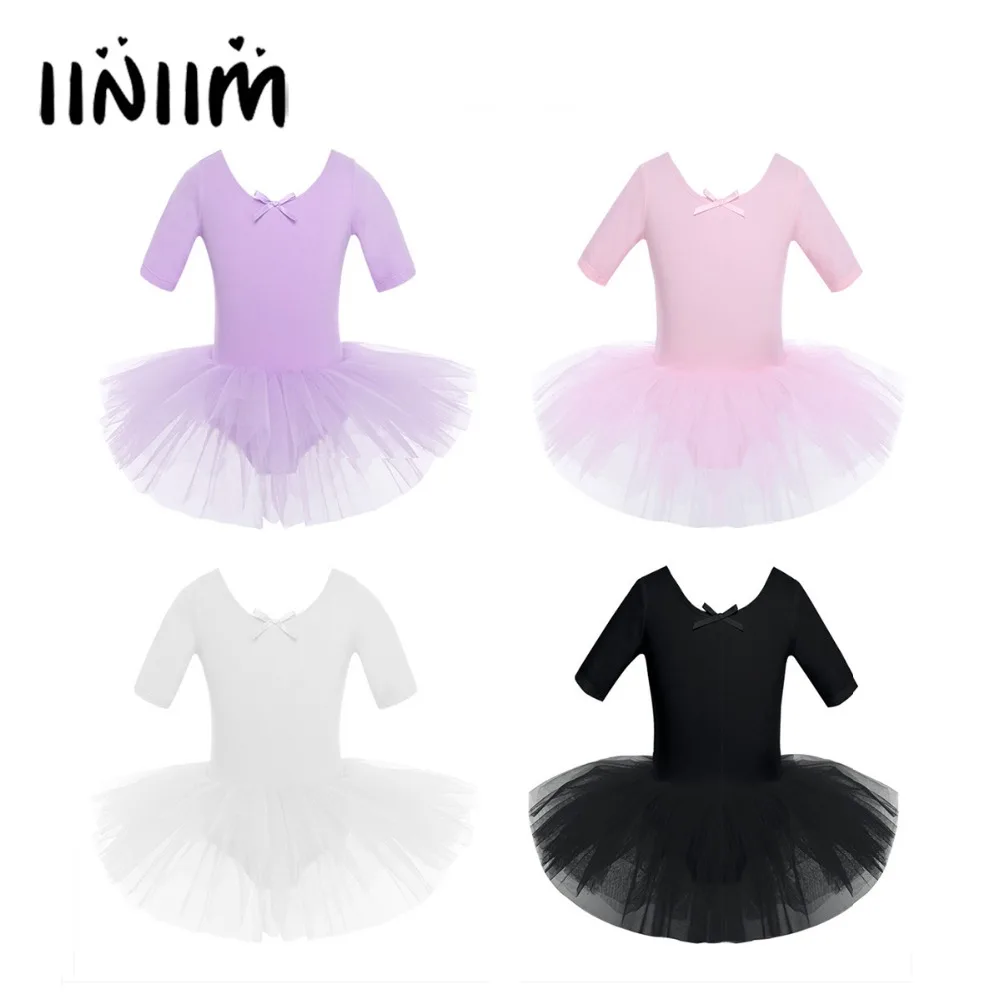 iiniim Girls Cotton Ballet Dance Gymnastics Tutu Skirt Leotard Dress