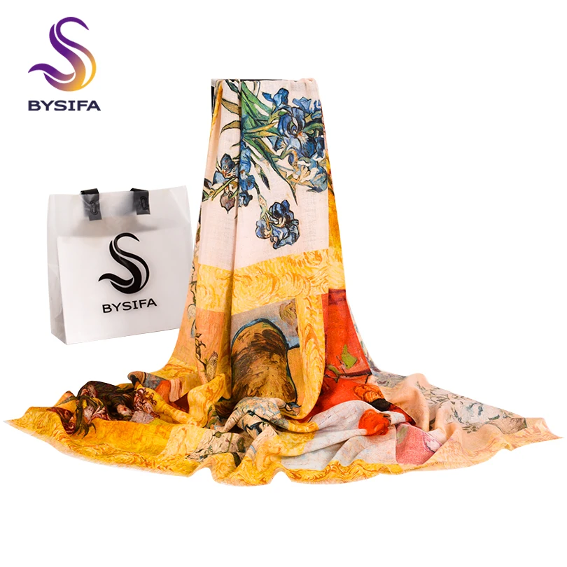 [BYSIFA] Новинка, женские шарфы из чистой шерсти, модные флиртовые фиолетовые кашемировые шарфы, удлиненный элегантный шарф, шаль, платок