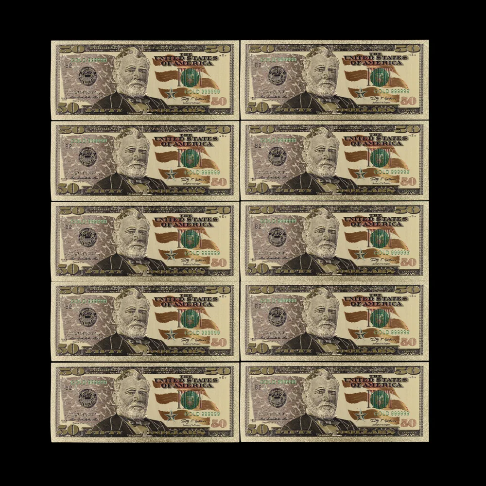 10 шт. США золотые банкноты 100 долларов деньги в 24 к золотые пластины коллекция банкнот и поддельные бумаги для денег подарки - Цвет: style 6