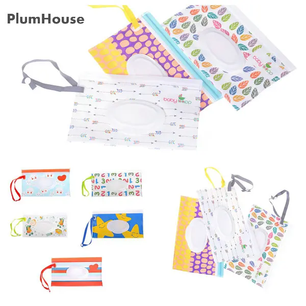 

Easy-carry Snap-strap Wipes Container Wipes Carrying Case Wet Wipes Bag Clamshell Cosmetic Pouch Clutch and Clean Eco-friendly