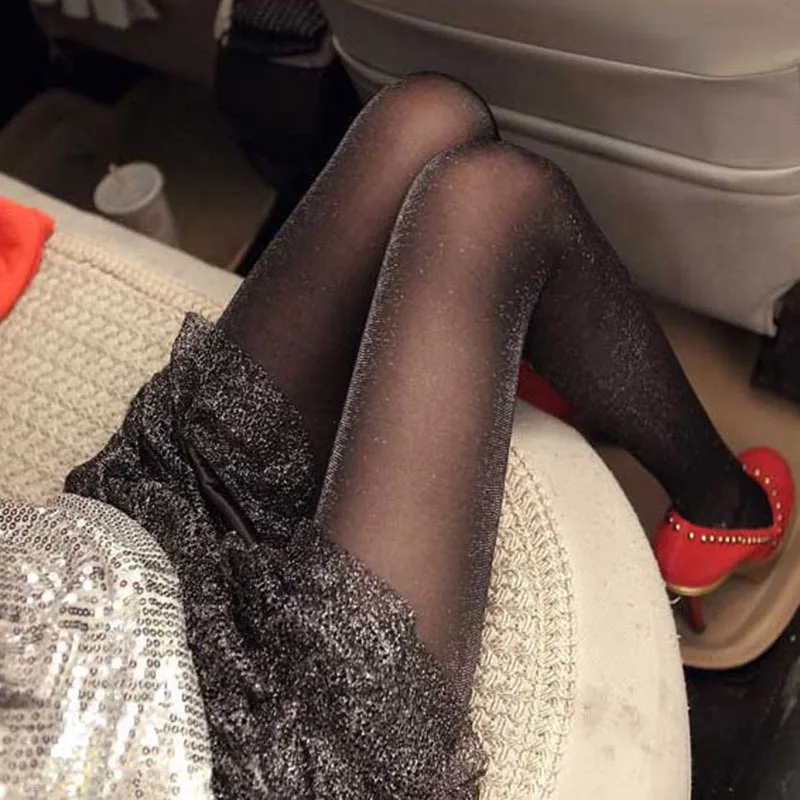 Glitter Stockings for Girls Charming Shiny Pantyhose Summer Glossy Tights Female Stocking
