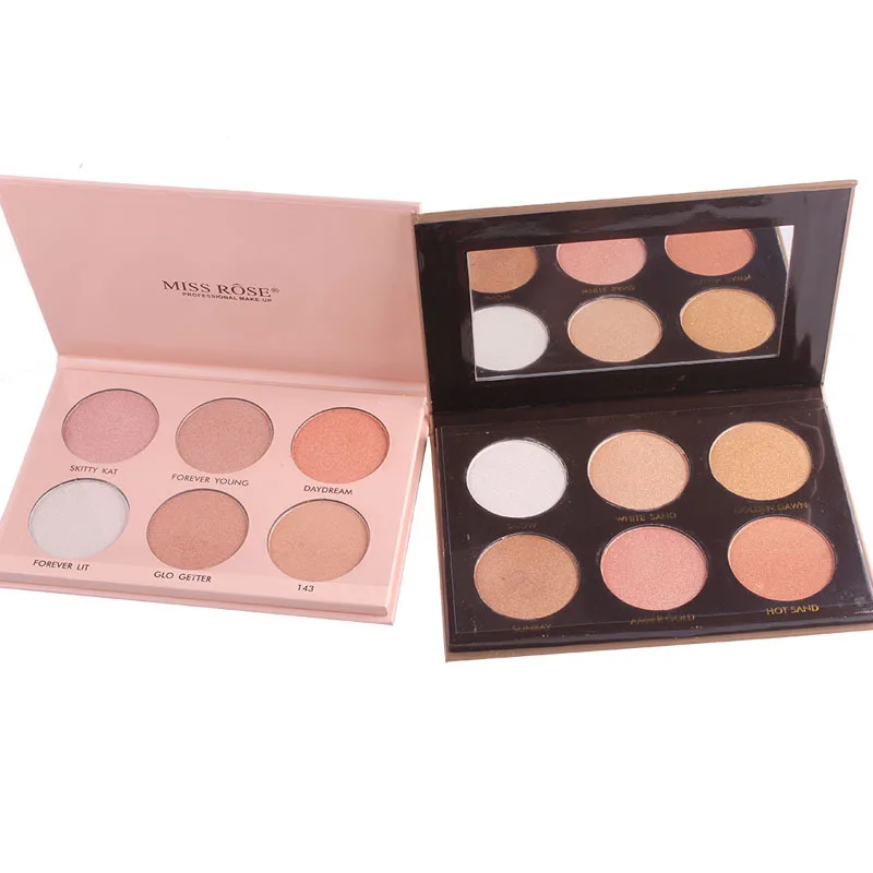 

6 Color Face Powder Highlighter Palette Glow Kit Highlight Illuminator Contour Bronzers Facial Shadow Modification TSLM1