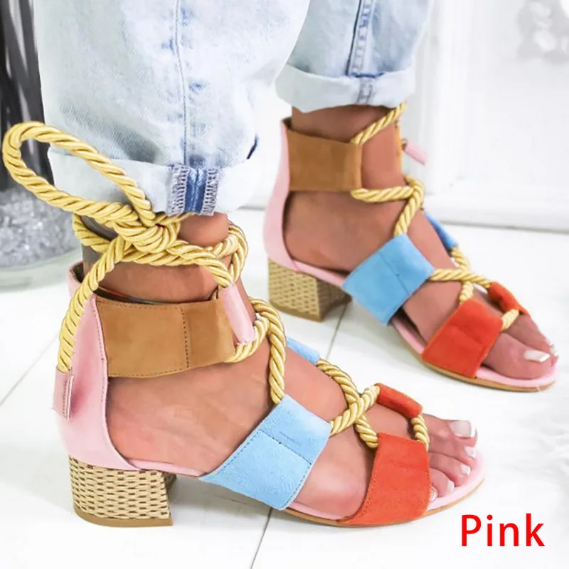 

MoneRffi 2019 Fashion Popular Summer Espadrilles Women Sandals Heel Pointed Fish Mouth Woman Hemp Lace Up Women Platform Sandals
