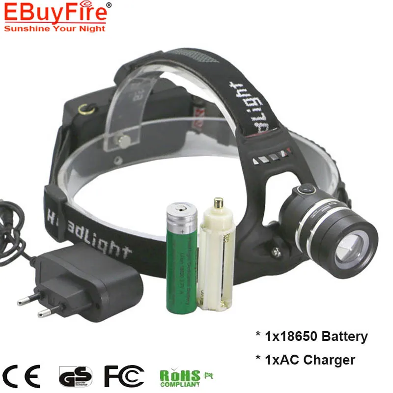 Светодиодный налобный светильник T6 18650 перезаряжаемая лампа Zoomable Zoom Head Lamps by 3x AAA battery 18650 фонарь светильник лампа - Испускаемый цвет: BatteryX1