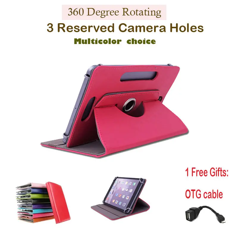 

For Prestigio MultiPad Wize 3508 8"inch 360Degree Rotating Universal Tablet PU Leather cover case Free OTG