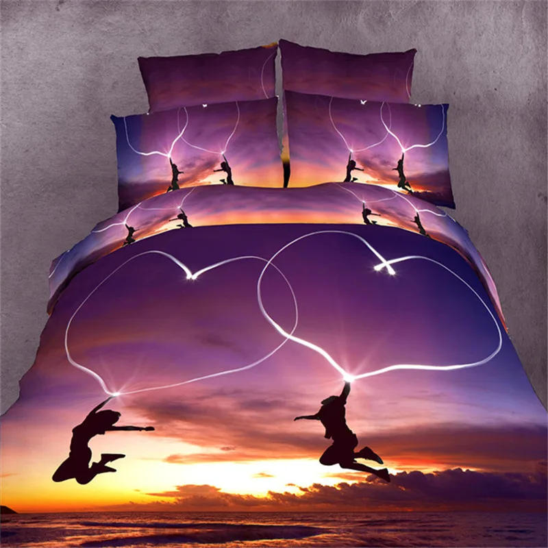 Love Heart Romantic Couple Bedding Set 4pcs Queen Size Duvet Covers
