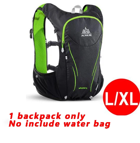 AONIJIE 5L Женский Мужской жилет для марафона, сумка для воды, водонепроницаемый рюкзак для велоспорта, сумка для воды для кемпинга - Цвет: green LXL bag only
