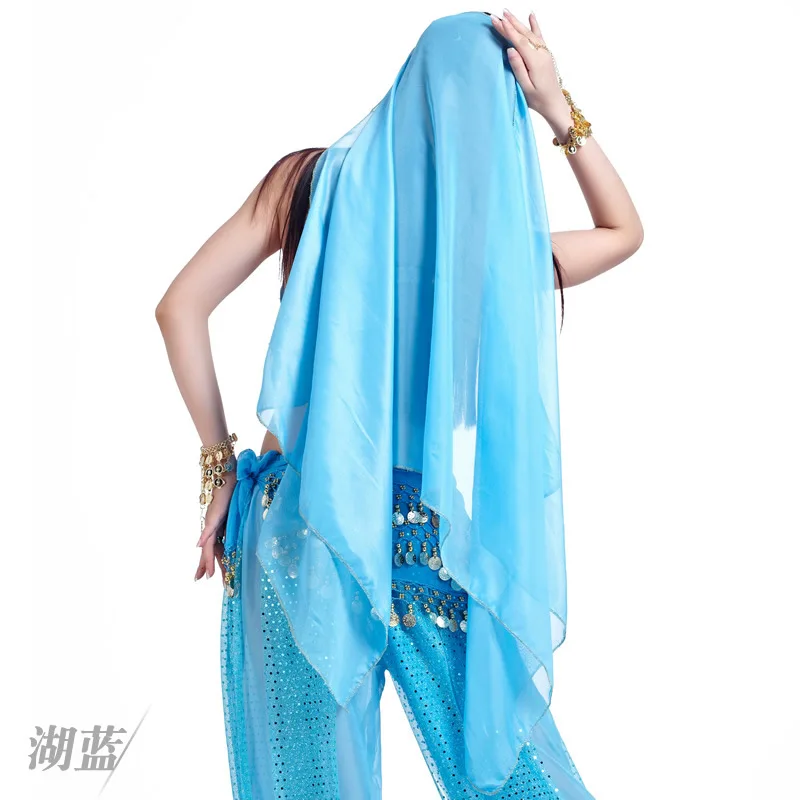 turquoise blue Синий танец девушки современный танец живота вуаль рука крюк голова цепи BellyDance головной убор танец живота танцевальный шарф индийский костюм сари - Цвет: turquoise blue