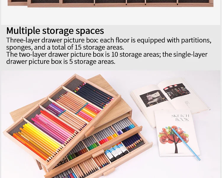 Artist Tabletop Wooden Desktop Portable Easel Beech Painting Box