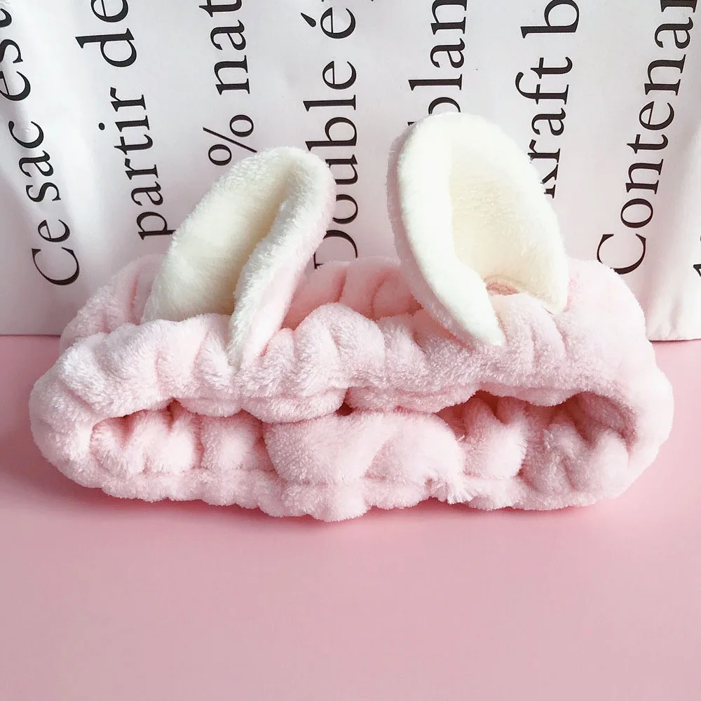 Light Pink 3 Женские и девичьи повязки на голову, милые кошачьи ушки, мягкий коралловый флис, эластичные повязки для волос, головные уборы, аксессуары для волос - Цвет: Light Pink 3