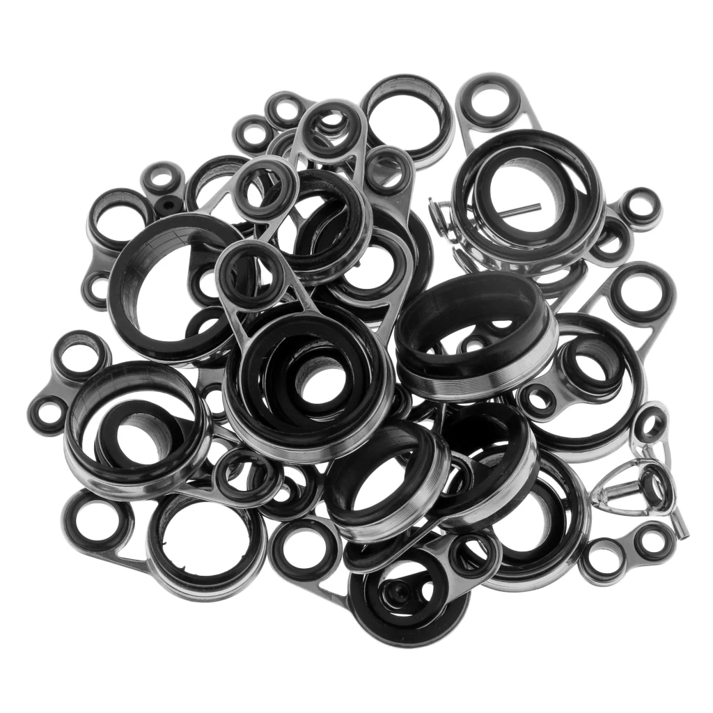 41Pcs Stainless Steel Fishing Rod Guide Ceramic Ring Top Tip Reel Care DIY  Building Ring Rod Repair Kit Fishing Accessories