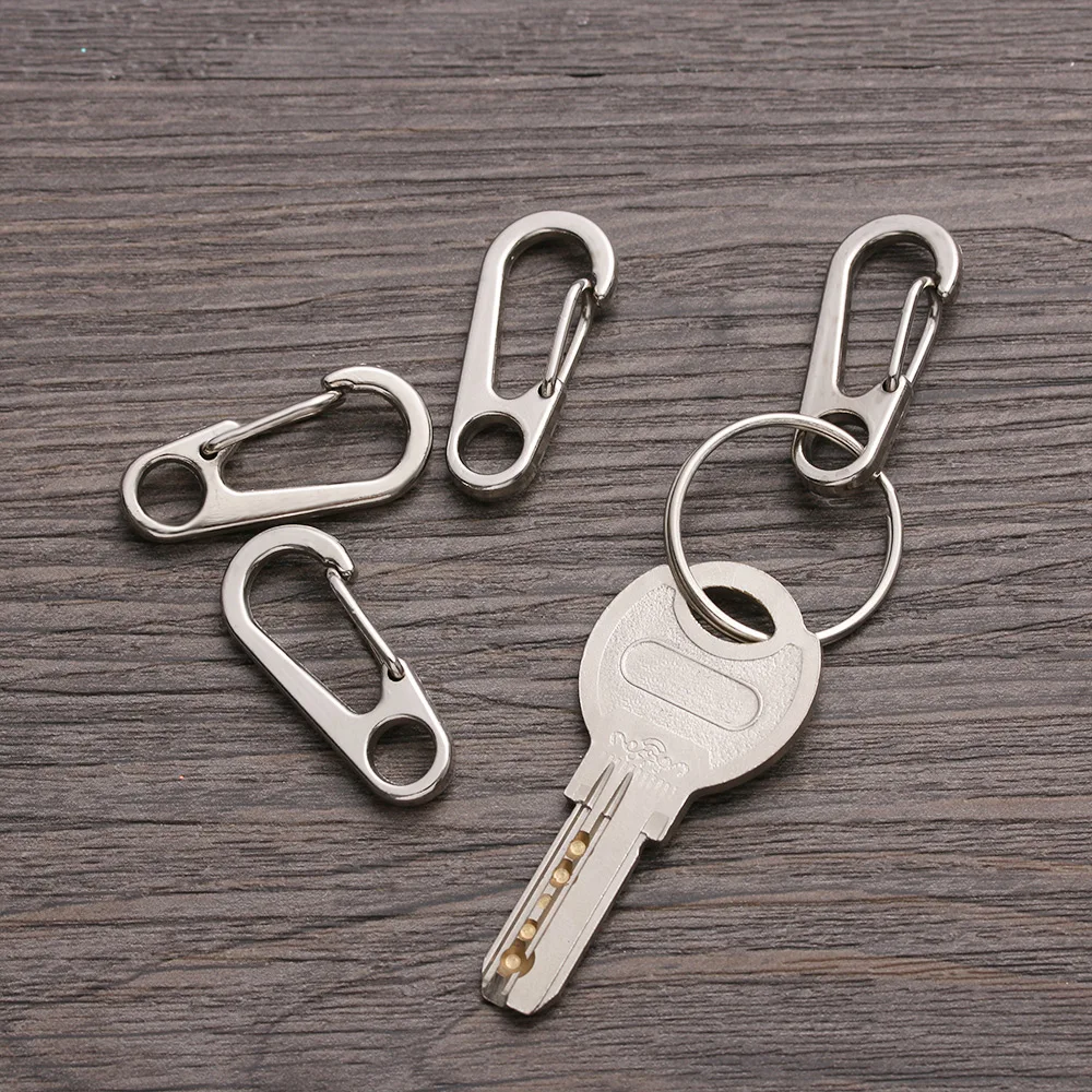 

4 PCs Mini Aluminium Alloy Hanging Buckle Survival EDC Gear D Carabiner Camping Key Chain Clip Spring Clips Safety Travel Tools