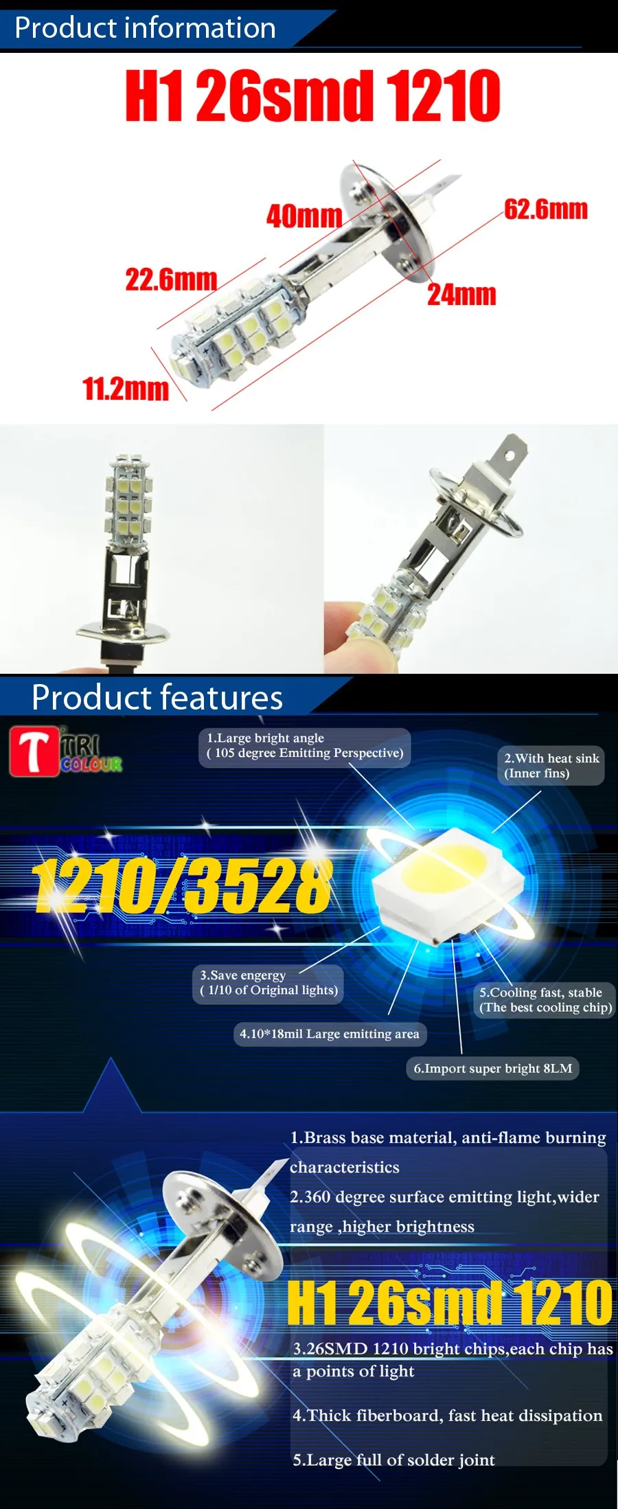 AutoEC 4 шт. H1 26SMD 1210 светодиодный Противотуманные фары Acessorio automóvel Авто Передние DRL дневного света лампы Белый DC12V # LJ34