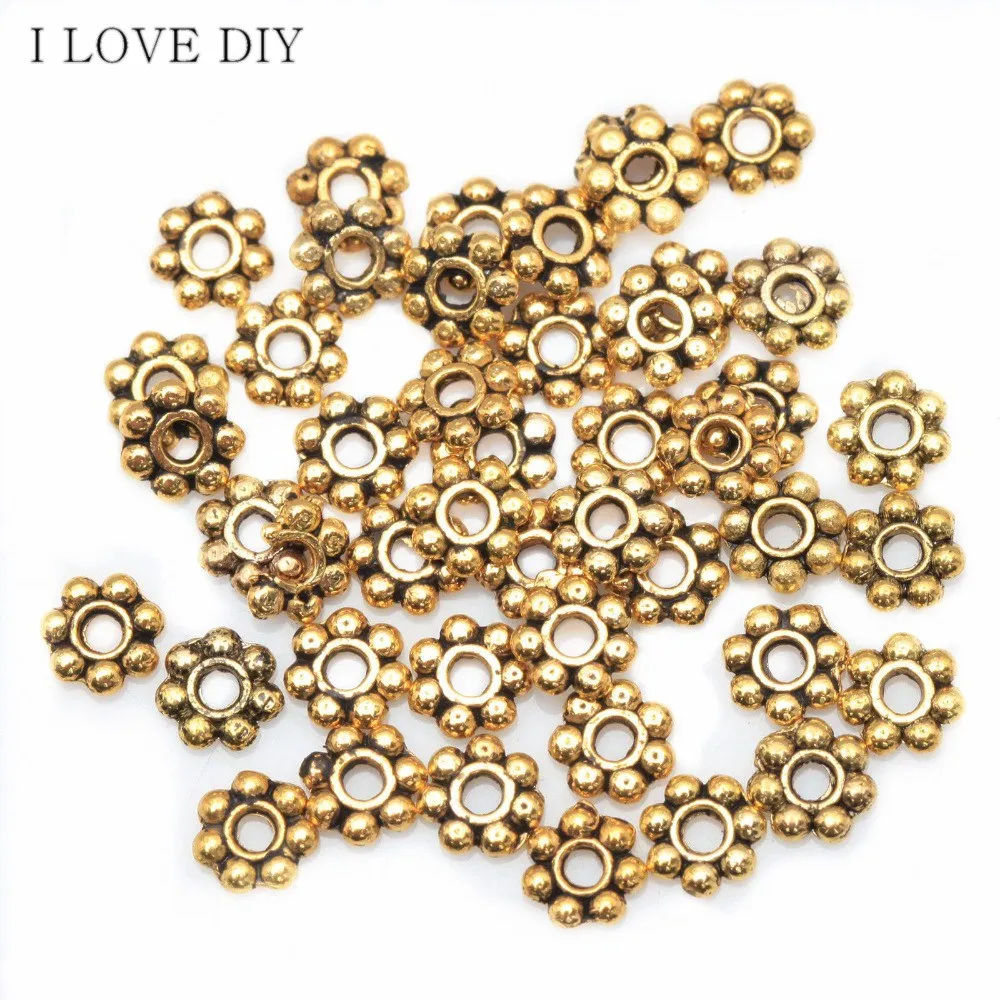 

100Pcs Daisy Flower Patterned Spacer Beads Fashion DIY Beads For Jewelry Making Bracelet