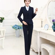 Плюс Размеры 4XL Профессиональный Бизнес Для женщин Костюмы комплект из 3 предметов с Куртки+ жилет+ Брюки для девочек женские Брюки для девочек Костюмы Мотобрюки комплект Пиджаки для женщин