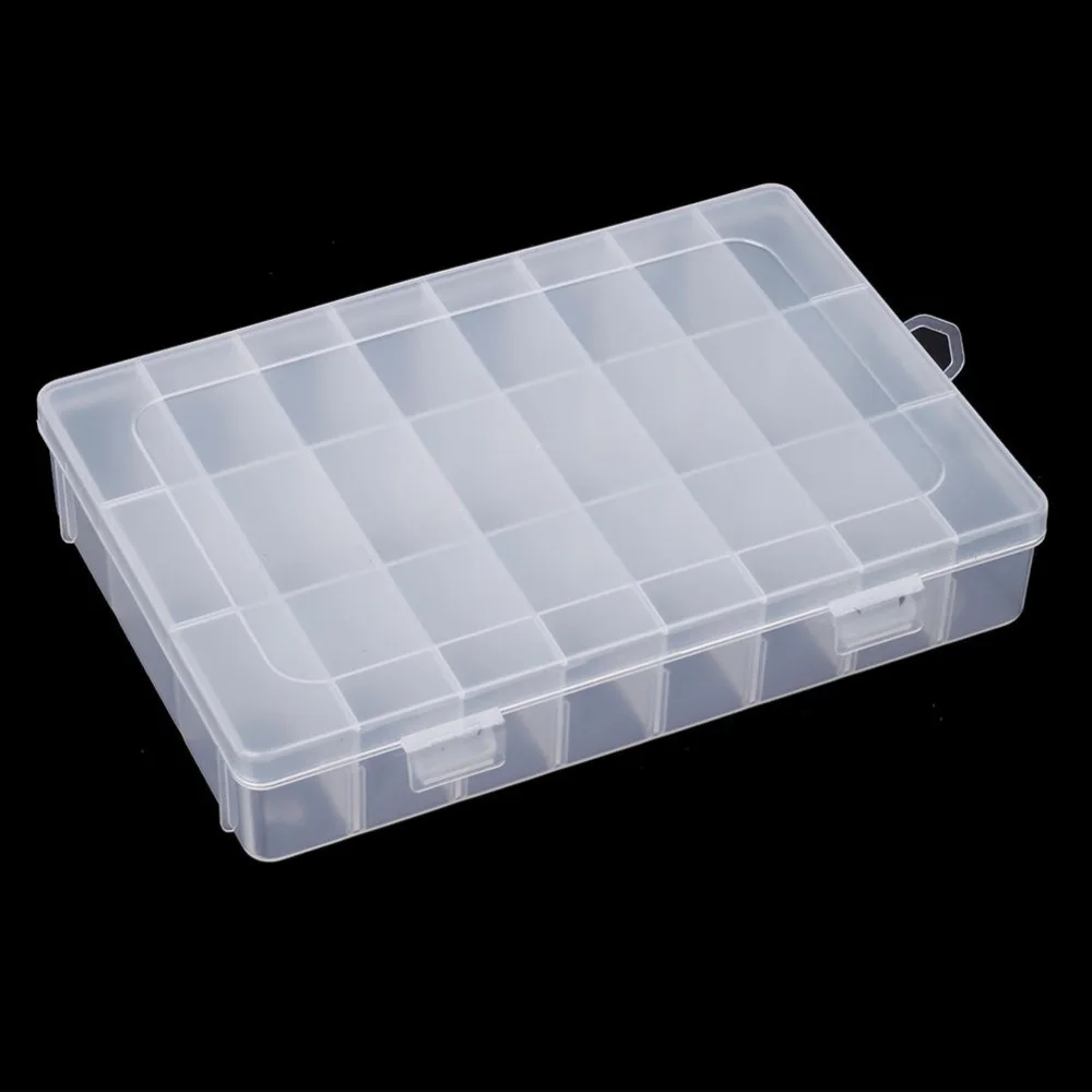 

Practical 24 Compartment Adjustable Plastic Storage Box Case Bead Rings Jewelry Storage Organizer Jewelry Casket -FT