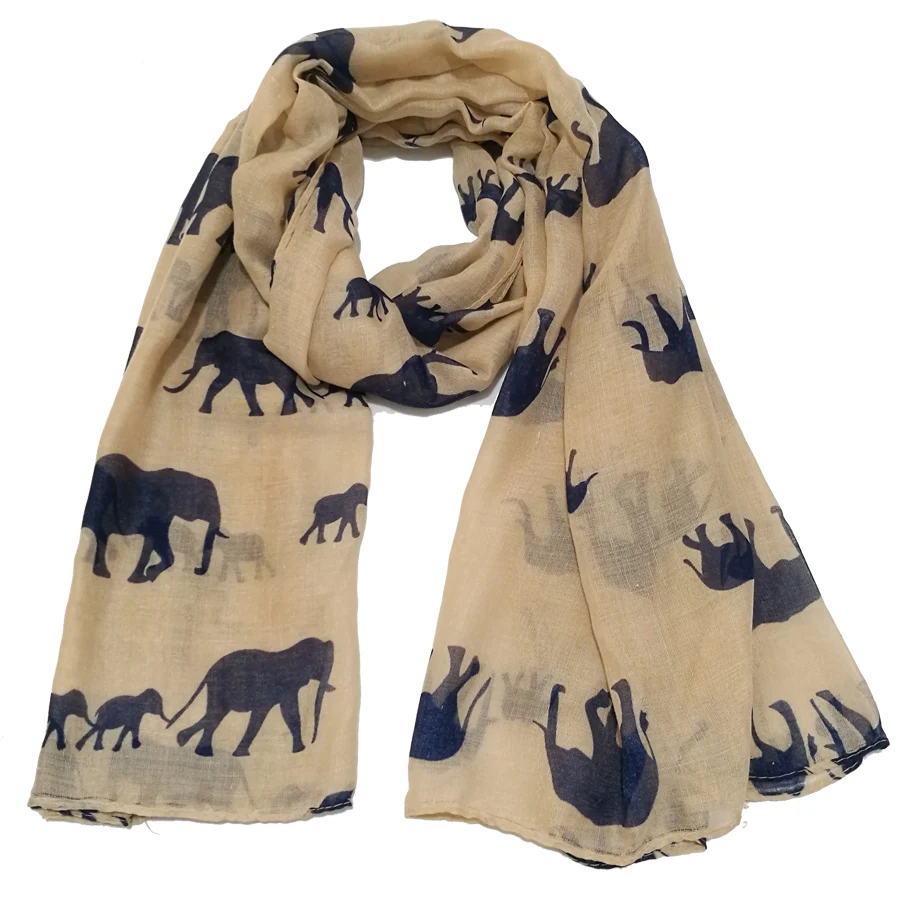 Animal Print Scarves Cute Elephant Pattern Soft Lightweight Wrap Scarf