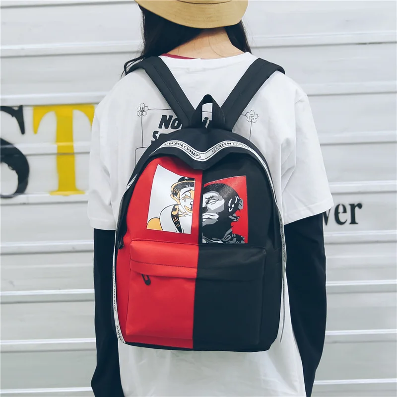 

Student Color Trend Small Backpack 2018 Hot Sale School Work Portrait Personality School Bag Backpack