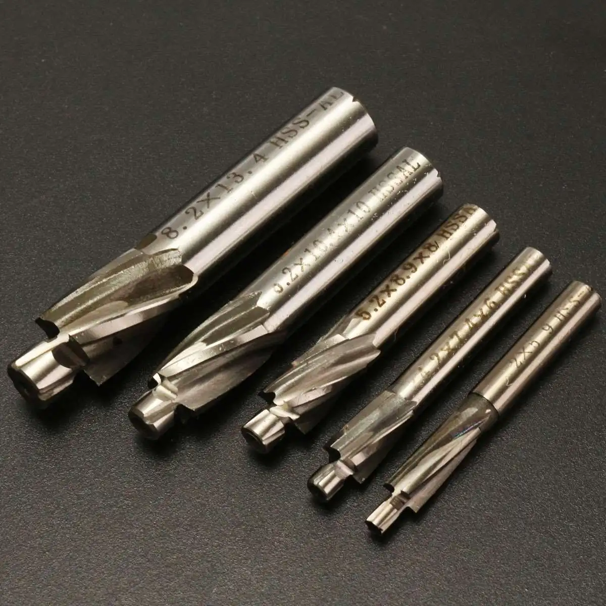 

5Pcs/set 4 Flute HSS AL Countersink End Milling Cutter Pilot Slot Drill Bit M3-M8 ForLow Carbon Steel/ Non Ferrous Materials