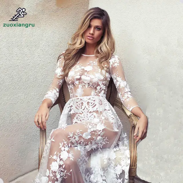 Us 289 50 Offzuoxiangru Honeymoon Dress Beach Cover Up Dress Lace Beach Tunic Pareos Swimwear Women Bikini Cover Up Chiffon Swimsuit Cover Up In
