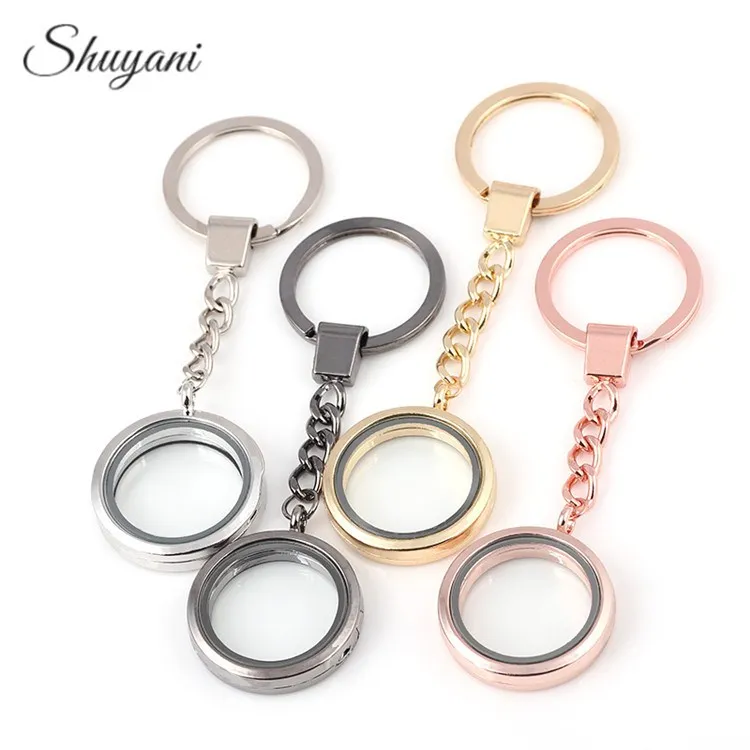 -30mm-Round-Plain-Floating-Locket-With-Keychains-Magnetic-Glass-Living-Floating-Locket-Keychians-Key-Ring