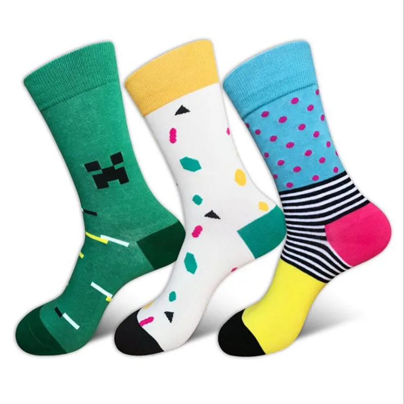 1 Pair New Fashion Men Dress Socks Cotton Casual Long Skate Socks Winter Warm Calcetines Cotton Socks For Men Male Meias