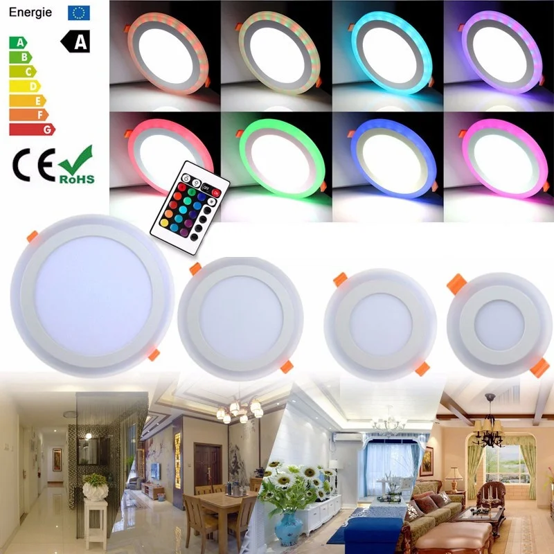 

AC85-265V 3/6/12/18W LED Ceiling Light Fixture Panel Lamp Ultra Slim RGB Dual Color Recessed Non Dimmable