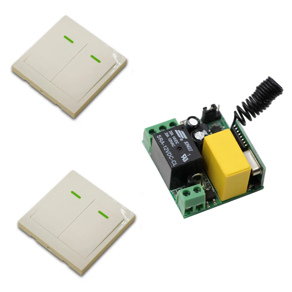 

2017 New Style Mini Size 220V AC 1CH 10A Wireless Remote Control Switch Receiver + 2X 2CH Wall Panel Remote Transmitters