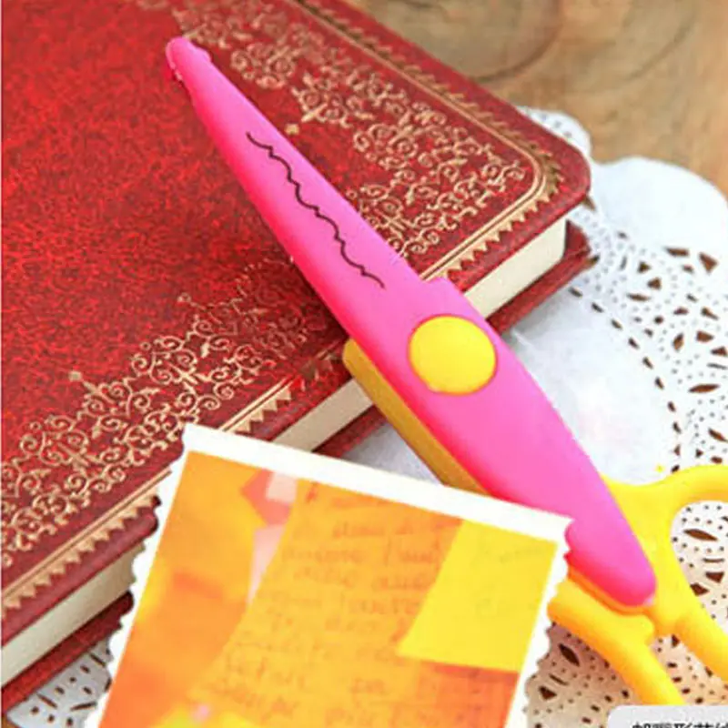 Лаконичные ножницы металлические и пластиковые DIY Скрапбукинг фото цвета ножницы бумажные кружева украшение дневника с 6 узорами - Цвет: Mail
