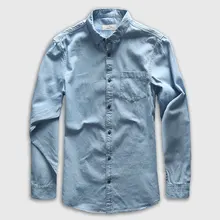Zecmos Denim Shirt Men Long Sleeve Casual Shirt Jeans Male Fashion