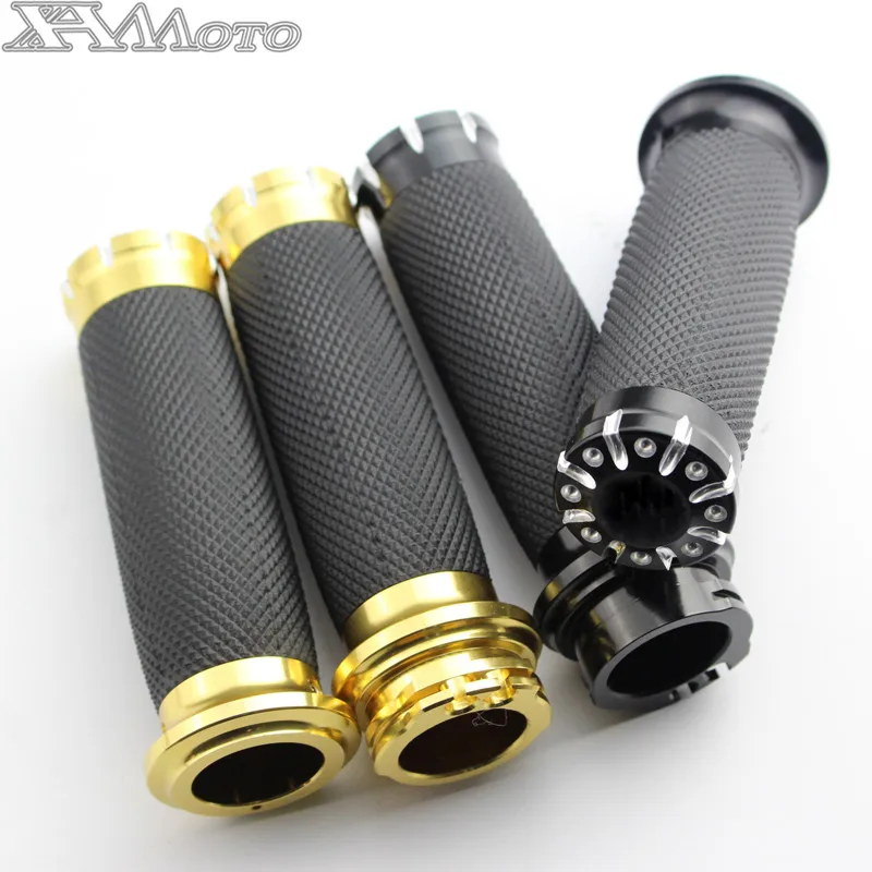 Handlebar Grips Motorcycle Aluminum Rubber Gel Hand Handle Grips